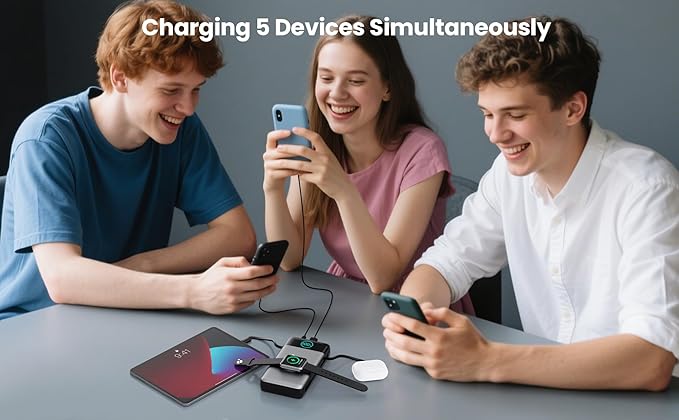 Portable Charger 40800mAh Power Bank with Built-in Cables,Wall Plug and iWatch Charger,6-in-1 QC4.0+25W PD USB C Fast Phone Charging,LCD Display Battery Pack for iPhone 16/15,Apple Watch,Galaxy-Navy