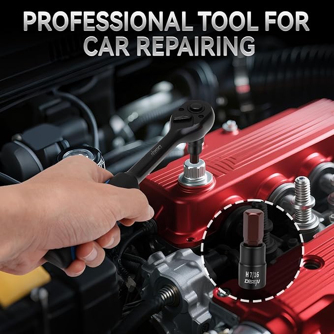 DISEN 32-Piece HEX Bit Socket Set, SAE & Metric Allen Wrench Socket Set with Enhanced Storage Case, Premium Heat Treated Chrome Vanadium Steel & S2 Alloy Steel