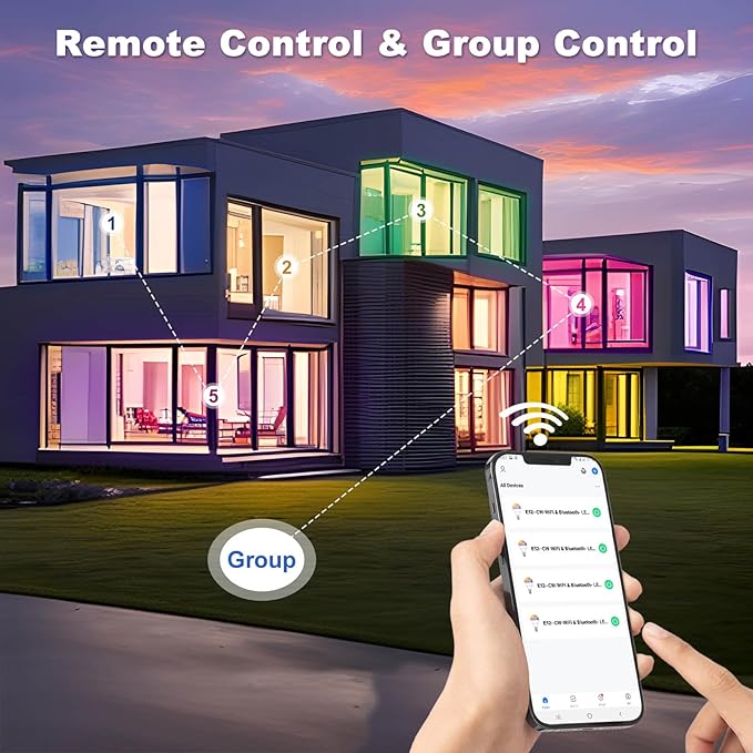 5W=40W, LED Smart Bulb, A15 Globe Shape, Compatible with Alexa, Google Home, E12, Dimmable, WiFi, Color Changing, Tunable White 2700K-6500K, G45 Ceiling Fan Light Bulbs, 1 Pack, No hub Required