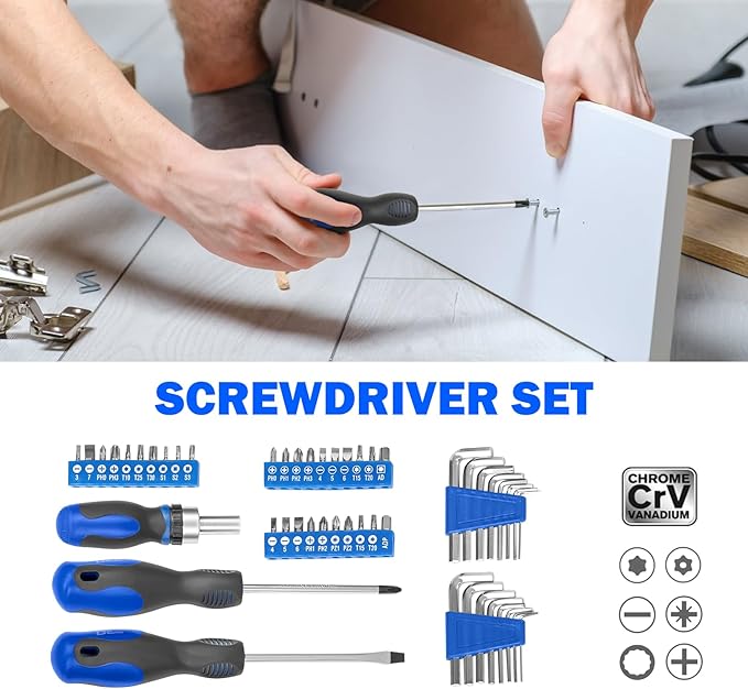 Prostormer 159-Piece Home Tool Set, General Household Tool kit with Storage Case,Household Basic Comlete Home Tool Kit for All Purpose