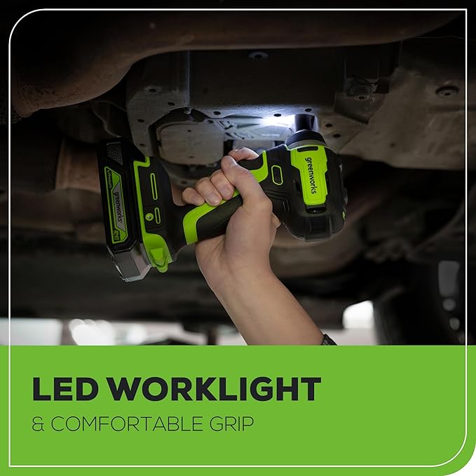 Greenworks 24V Brushless 2 pcs Cordless Power Tool Combo Kit, 3/8" 150 ft.-lbs Impact Wrench with 310 in./lbs Drill/Driver, 2 2.0Ah Battery and Charger