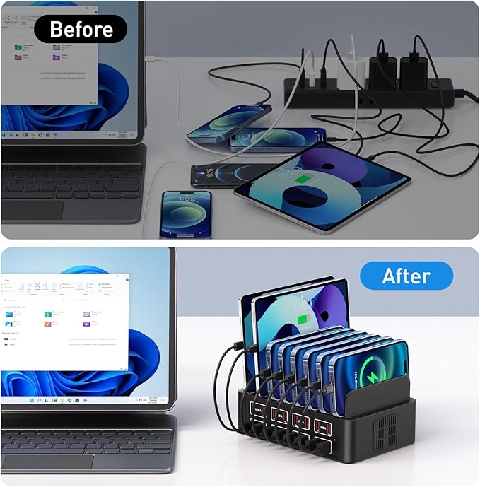 16 Port USB Charging Station, 150W USB a Charging Station - Supports iPhone iPad Android Phones, Watches Game Consoles and Many Other Electronic Devices