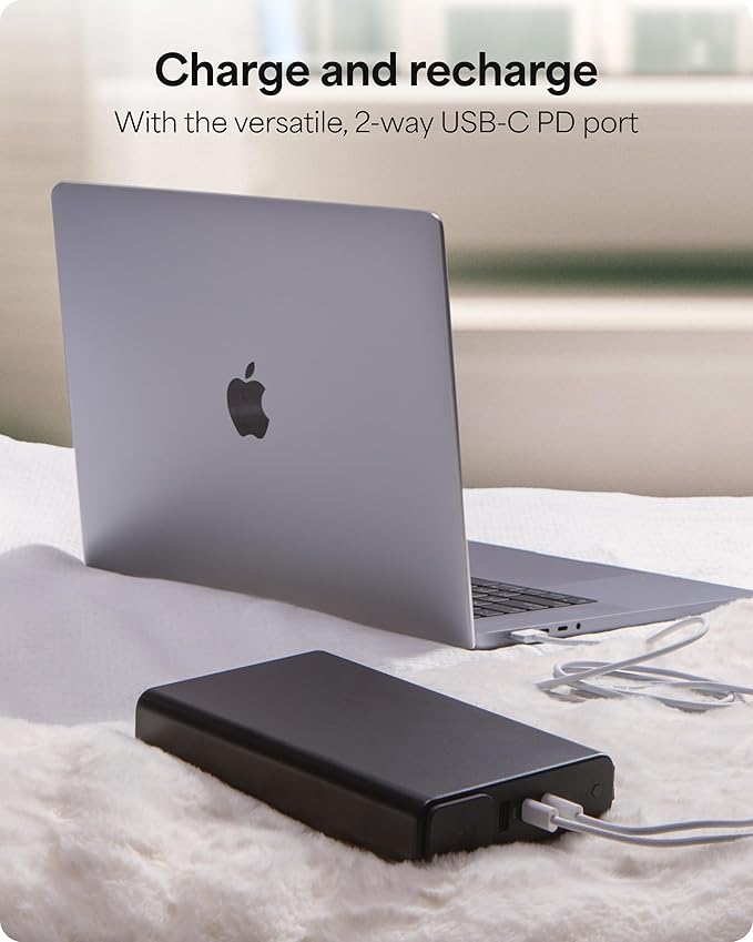 mophie powerstation pro AC (2023)-27,000 mAh External Battery compatbile With MacBook&iPad Portable PD battery with 100W of AC&60W USB-C Fast Charge integrated carry strap-USB-C cable included, Black