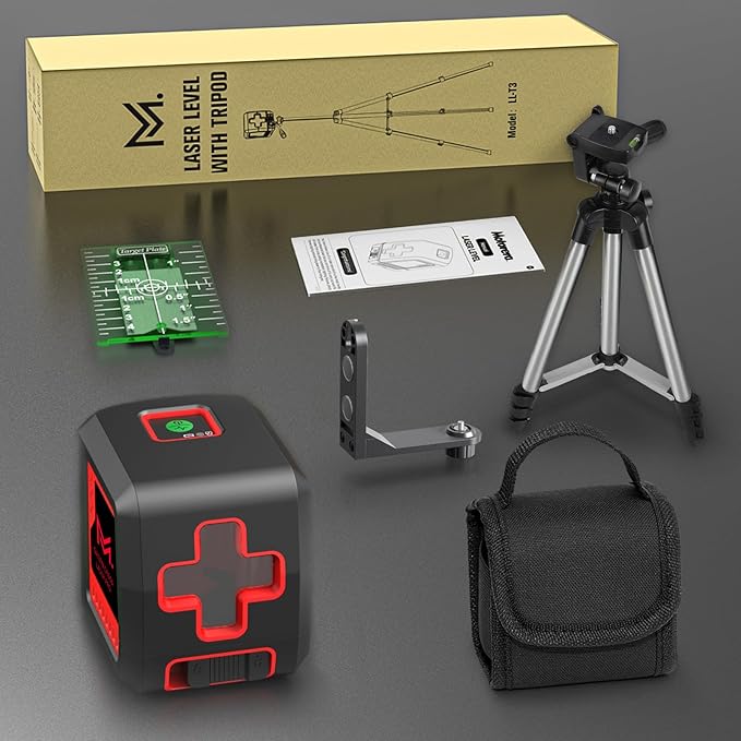 Laser Level with Tripod, 100 feet Green Cross Line Self Rotary Leveling Laser Level, 4 Brightness Adjustment, Manual Self leveling and Pulse Mode,IP54 Waterproof Battery Carrying Bag Included