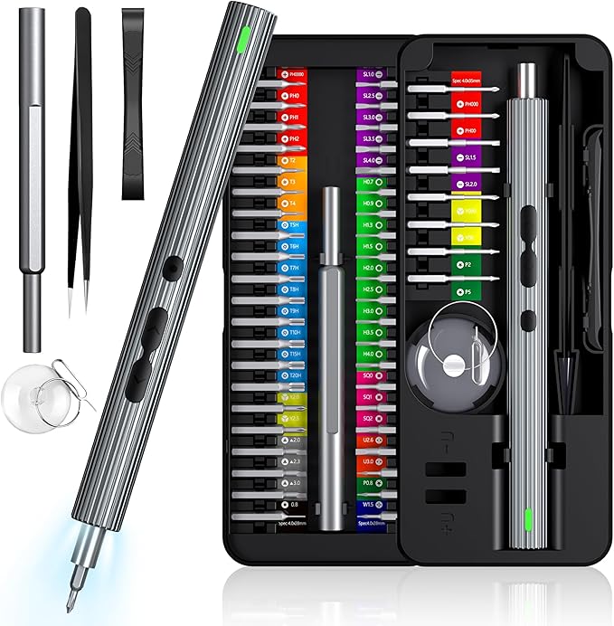 LIFEGOO Mini Electric Screwdriver Set,58 in 1 Cordless Eectric Precision Screwdriver with 50 Magnetic Bits Small Power Screwdriver Repair Tool Kit for Phone Watch Camera