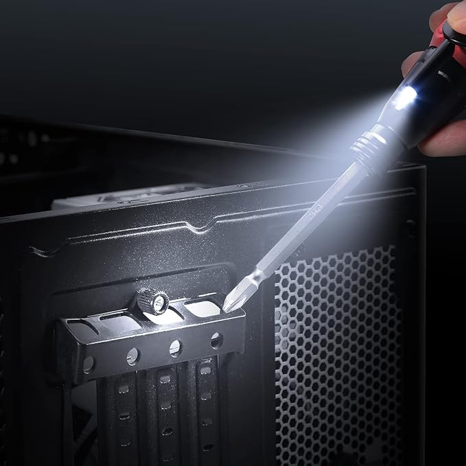 LOFICOPER Mini Electric Screwdriver Set, Rechargeable Cordless Screwdriver, Portable Power Screwdriver Kit with Charging Cable, LED Lights, for Phones, PC, Toys, Red