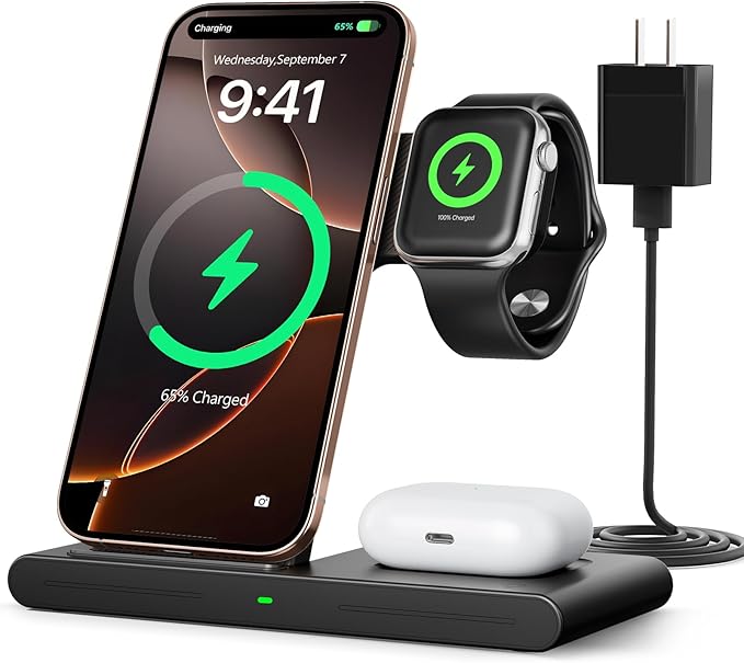 2025 Traveling Portable Wireless Fast Charger for Apple & Android Charging Station,3 in 1 Charging for iPhone 17 16 15 14 13 12,Apple Watch Series & Air pods 4 3 2 Pro,Samsung Galaxy-Gifts for Family