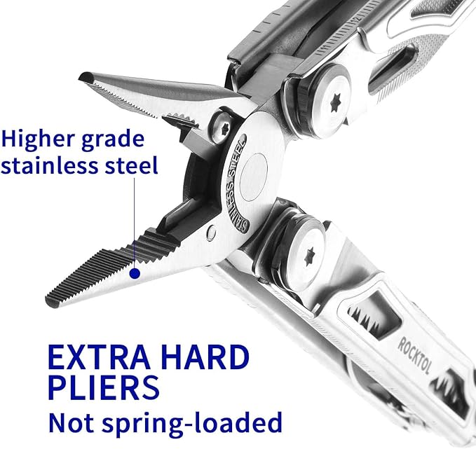 Multitool, 22-in-1 Multi-tool Pliers with Fire Starter, Emergency Whistle, Glass Breaker, Safety Locking and Nylon Sheath for Survival, Camping, multitool for men