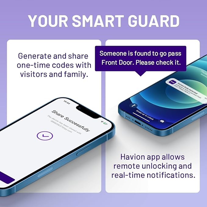 HAVION Deadbolt Smart Lock w/Camera - by NIU Inno., Incl. Chime, 3-in-1 Wi-Fi Deadbolt+Camera+Video Doorbell Keyless Fingerprint Lock for Entry Front Door, 32GB eMMC, 10000mAh, 2K QHD & 170° View