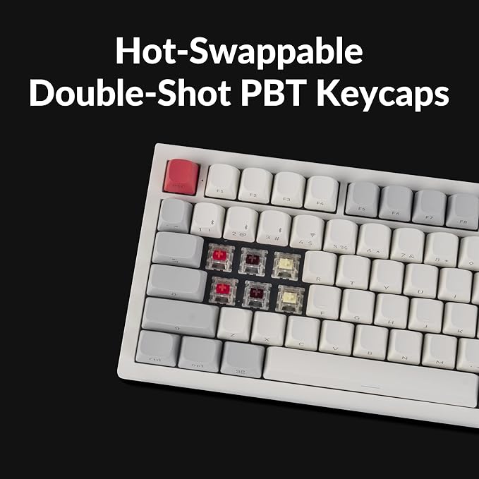 Keychron Q6 Max QMK/LAUNCHER Wireless Bluetooth/2.4GHz/USB-C Wired Custom Mechanical Keyboard, Full Size Programmable Knob RGB Backlit Hot-Swappable Gateron Banana Switch for Mac Windows Linux - White