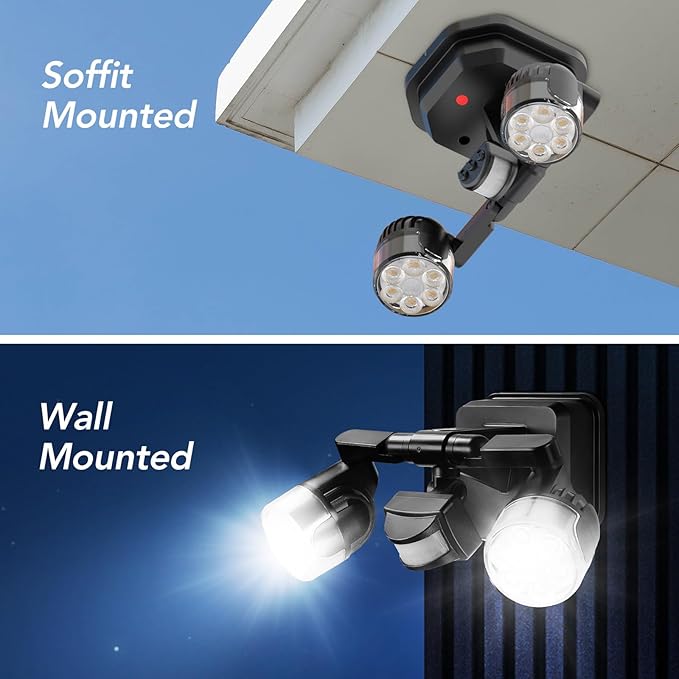 OREiN Motion Sensor Outdoor Lights, 3500LM 450° Adjustable Security Light Dimmable Dusk to Dawn Flood Lights Outdoor, 180° Motion Sensor Lights for Front Door, Garage, Stairs, Black (Hardwired)
