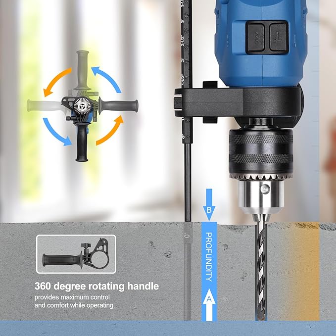 Hammer Drill, 4.5A 1/2 Corded Hammer Kit, 0-3000RPM Variable Speed Impact Drill with 105pcs Drill Bit Set, Carrying Case Included