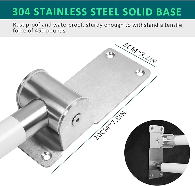 INNOLIFE Handicap Grab Bars Rails, 29.5 Inch Foldable Toilet Grab Bar Flip Up Safety Rails Anti-Slip Grip Shower Assist Aid Safety for Elderly Pregnant Women Disabled Bar, White