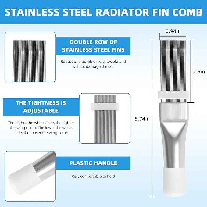 AMI PARTS 3 PCS Air Conditioner Fin Comb Condenser Fin Straightener Include FCR6 Fin Comb, Plastic Air Conditioner Fin Comb and Metal Radiator Fin Comb for Air Conditioner Condenser