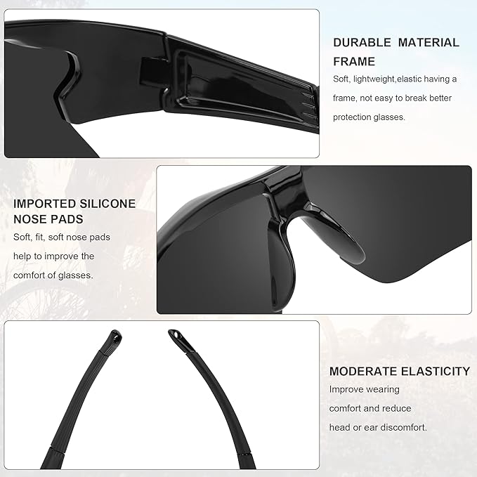 Safety Glasses Goggles for Men, Anti Scratch ANSI z87+ Compliant UV Protection Protective Eyewear Rubber Non-slip Leg