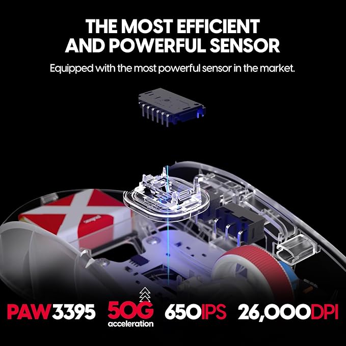 Pulsar Gaming Gears - Super Clear Limited Edition: X2H Mini Wireless Gaming Mouse, Symmetrical, Ultra Lightweight 1.83 oz (52g), PAW3395 26k DPI Optical Sensor, Optical Switch (Mini, Super Clear)