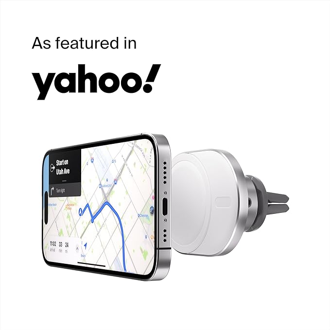 Belkin MagSafe-Compatible Wireless Car Charger with 15W Fast Charging, Powerful Magnetic Vent Holder for iPhone 16, 15, 14, 13, and 12 Series, Secure Car Phone Mount - White