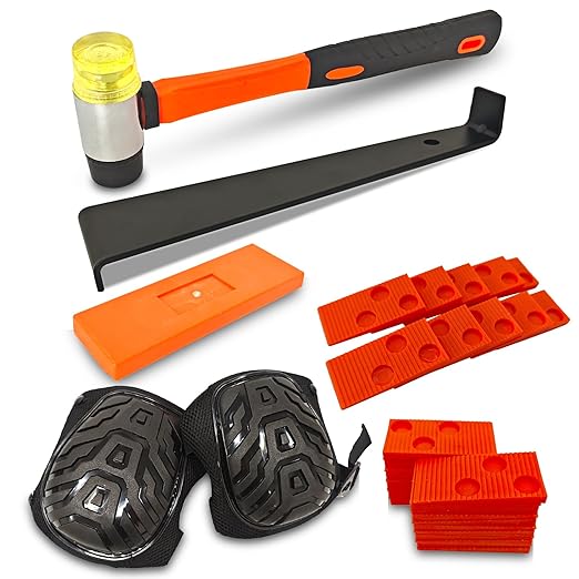Laminate Flooring Tools Wood Flooring Installation Kit, Vinyl Flooring Tools with 40 Pieces Spacers and Mallet, Soft Pads, Heavy Duty Pull Bar, Tapping Block (44-Soft Pads Pull Bar)