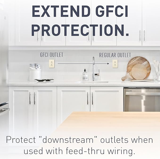 Legrand radiant 1597LA3PKCC4 15 Amp GFCI Self Test Decorator Duplex Outlet, Light Almond (3 Pack)