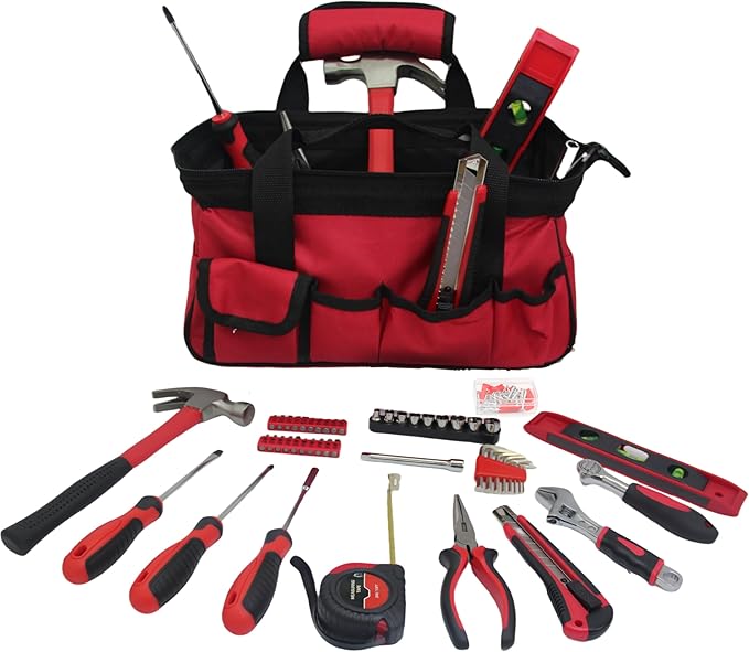 Portable Small Home Tool Kit - Starter Tool Kit with Durable Bag, Ideal for Home, Apartment, Dorm, Office, and DIY Projects, Good Gift for Women & Beginner