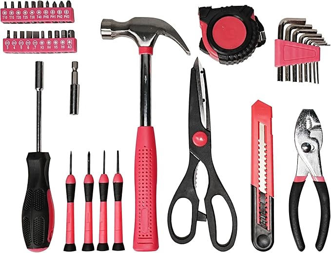 39-Piece Pink Tool Set for Women Household Small Tool Set ToolBox Storage for Home Repairs Hand Tool Kit for Office and College Dorm