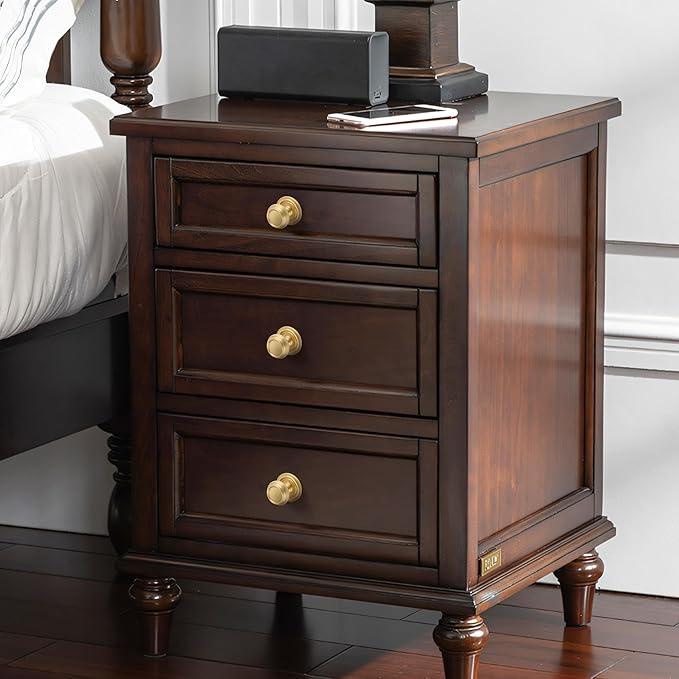 5 Pack Brushed Gold Solid Brass Kitchen Cabinet Knobs, Drawer Pulls, 1.18 Inch 30mm Diameter, Modern Furniture Handles for Cupboard Wardrobe(Antique)