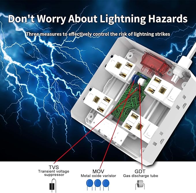15 Ft Flat Extension Cord, Tcstei Ultra-Thin Flat Plug Surge Protector Power Strip, 3-Sided Outlet Extender, 8 AC Outlets and 4 USB Ports(1 USB C) for Home, Office, Dorm Room Essentials, ETL, White