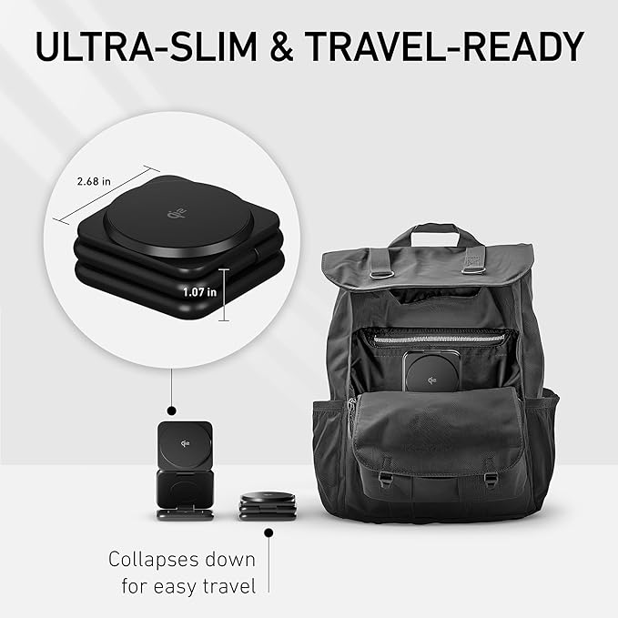 Peel 3-in-1 Wireless Charging Stand – Qi2 Certified Fast Charger, Compatible with MagSafe iPhone 16/15/14/13/12, Apple Watch & AirPods, Ultra-Slim Foldable Design, USB-C Cable – Black