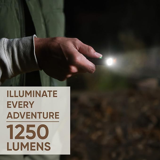 Energizer Jeep Sleek Metal Rechargeable LED Mini Flashlight, 1,250 Lumens, Conveniently Small EDC Flashlight with Portable Design and Durable Metal Construction