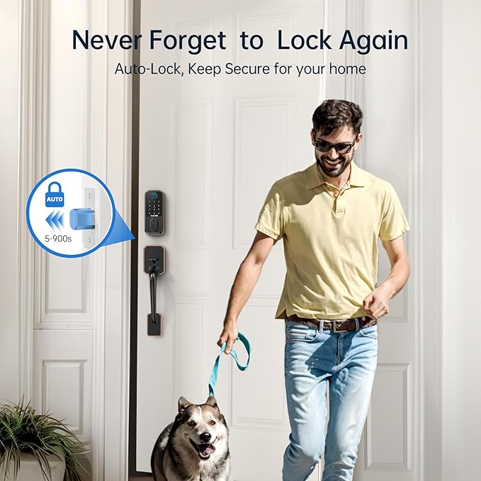 WiFi Smart Locks for Front Door: Hornbill Keyless Entry Door Lock with Handle, Fingerprint Keypad Deadbolt Front Door Lock Set, Electronic Biometric Digital Lock, App Remote Control, Oil Rubbed Bronze
