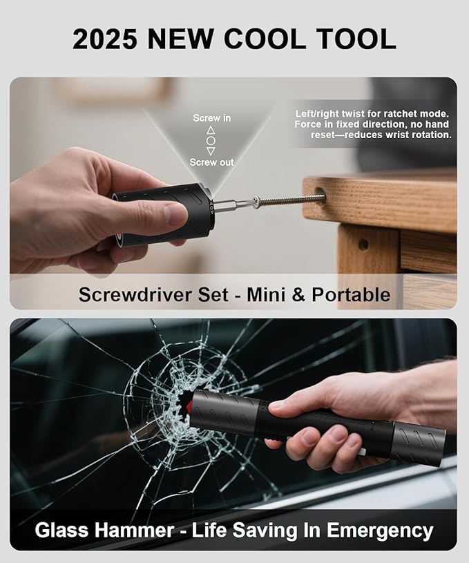 USB C Rechargeable Flashlight High Lumens-Super Bright Magnetic LED Flashlights with Screwdriver Set,Window Glass Breaker,COB Flash Light,7 Modes,Zoomable,Waterproof for Emergency Camping Car Repair