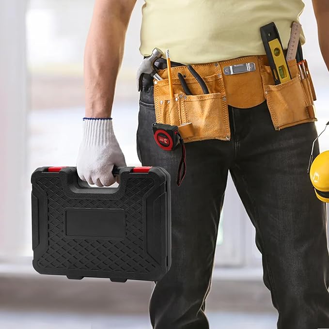 43 PCS Household Tools Kit with Plastic Toolbox, Portable and Lightweight Basic Home Tool Set, Emergency tool Kit with General Tools, Comprehensive Tool Box for College Students, Household Use