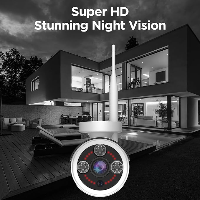 Wireless Security Camera System, 10CH 5MP NVR with 8 3MP Cameras, 3TB HDD, Night Vision, Motion Detection, Indoor/Outdoor Video Surveillance, Free App (3MP-3TB Hard Drive-8 Cam)