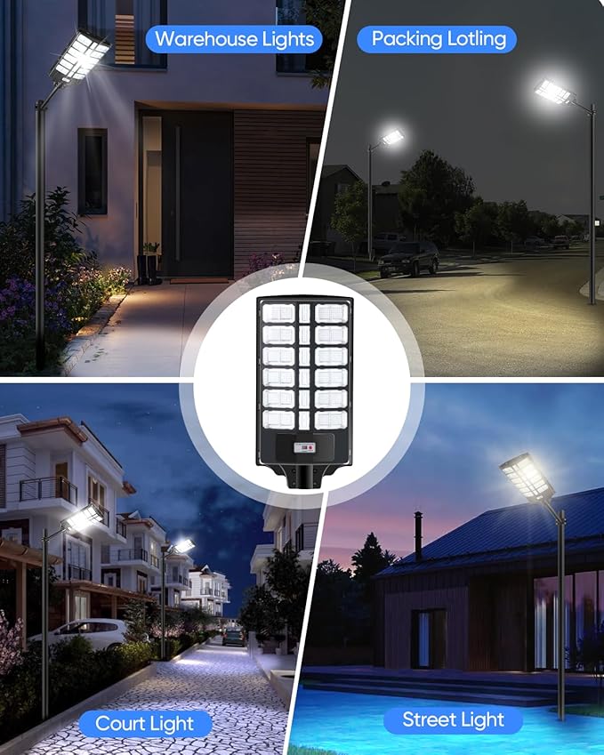 2 Pack Solar Street Lights Outdoor Commercial Parking Lot Lighting 500000LM 936PCS LED Dusk to Dawn Waterproof Solar Security Flood Lights with Motion Sensor and Remote for Yard Warehouse Garage