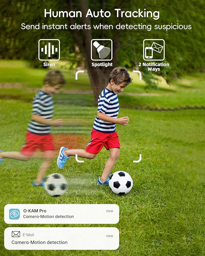 2.4G/5G Security Camera Outdoor, 2K Wired Cameras for Home Security, 360° PTZ Rotating, 24/7 Recording, Color Night Vision, AI Human Auto Tracking, 2-Way Audio, Alexa, IP66