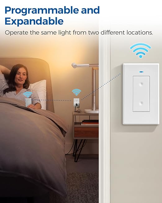 Remote Control Outlet Plug, WILAWELS Wireless Light Switch, On Off Remote Switch Outlet for Lights, Lamps, Home Appliance, 100ft RF Range, No Wiring, FCC Listed (2 Remotes + 1 Outlet) W05RC2106