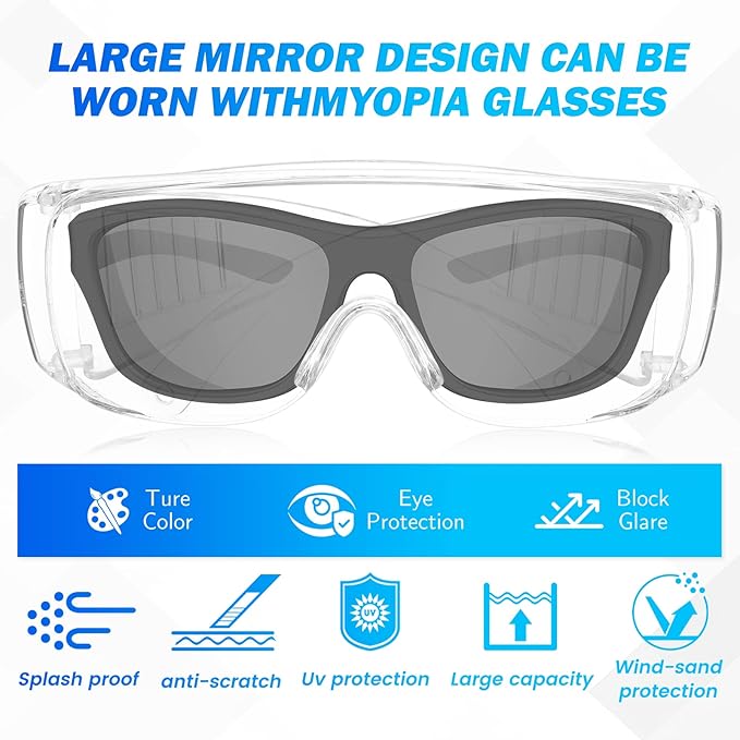 WFEANG Clear Safety Glasses bulk, Lightweight Protective Eyewear For Men Women, Over Goggles Impact Scratch Resistant