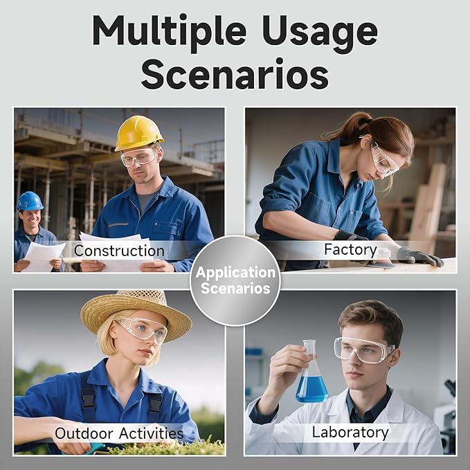 ANSI Z87.1 Safety Glasses Over Eyeglasses Clear Eye Protection Anti Fog Scratch Goggles for Men Women Bulk 10pcs