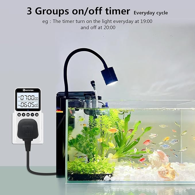 KTTS02 Digital Timer Outlet Plug in Timer Switch Socket Indoor Infinite Repeat Cycle Electrical Timer Switch, Countdown Timers for Lights,Aquarium,Pets Home Appliances