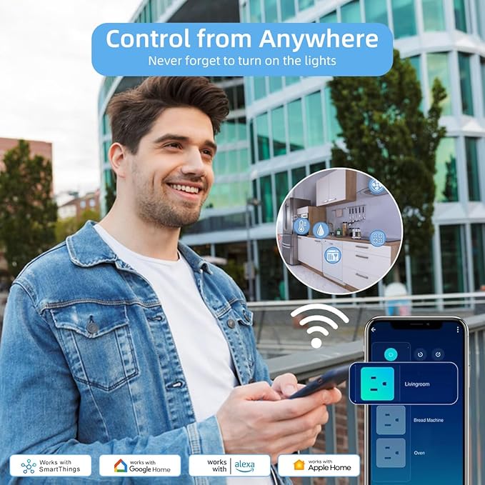 Matter Smart Power Strip,Works with Apple HomeKit, Siri, Alexa, Google Assistant, with 4 Individually Controlled AC Outlets & 2 USB 2 Type-C Ports, Multi-Plug Extender for Home Office