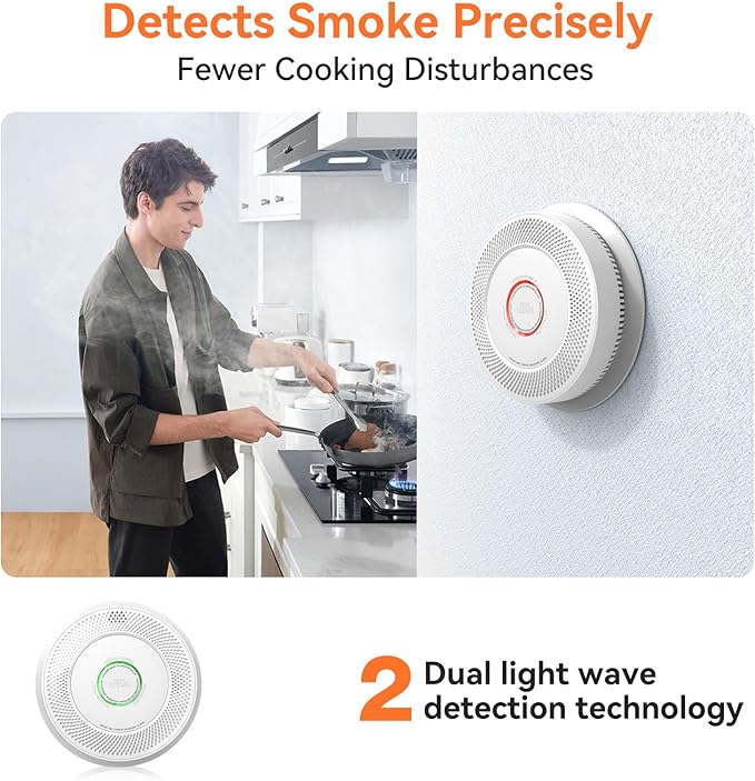 Jemay Smoke Detector Carbon Monoxide Detector Combo Hardwired, Interconnected Smoke and Carbon Monoxide Detector with Voice Reminder, LED Warning Light Indicators, 1 Pack