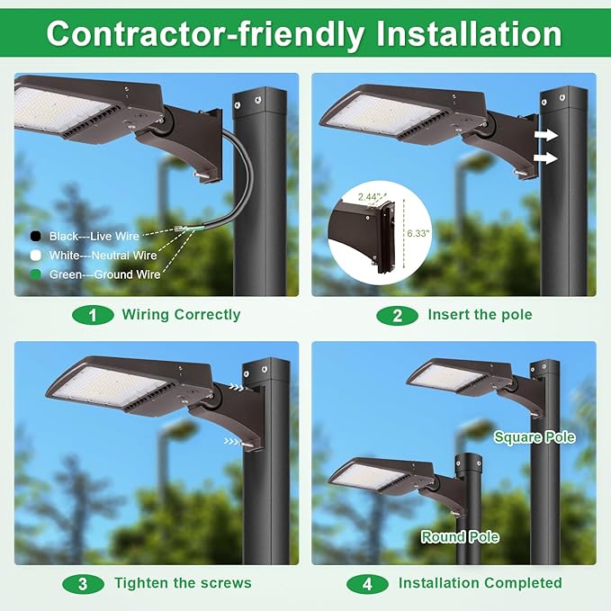 300W LED Parking Lot Light, 5700K 42000LM LED Shoebox Area Light [1000W MH/HPS Equiv.], 0-10V Dimmable Outdoor Pole Flood Lights with Arm Mount, IP65 20KV Surge Protection AC100-277V UL&DLC Listed