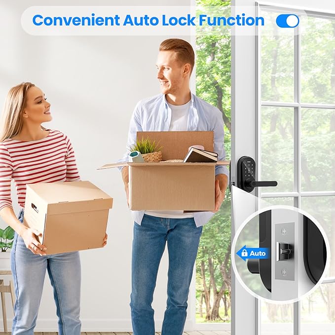 Devo G7 Smart Door Lock with Handle,6-in-1 Fingerprint Keyless Entry,APP Control,Fingerprint ID,Auto Locks,Built-in Wi-Fi Smart Deadbolt for Front Door,Easy Install,Waterproof,BHMA Grade 3