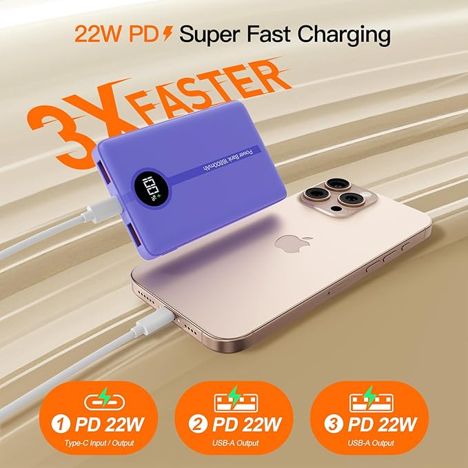 Magnetic Portable Charger, 16800mAh Wireless Power Bank, with 20W USB-C Fast Charging and LED Digital Display Magnetic Battery Pack, Compatible with iPhone 17/16/15/14/13/12 Full Series (2025)