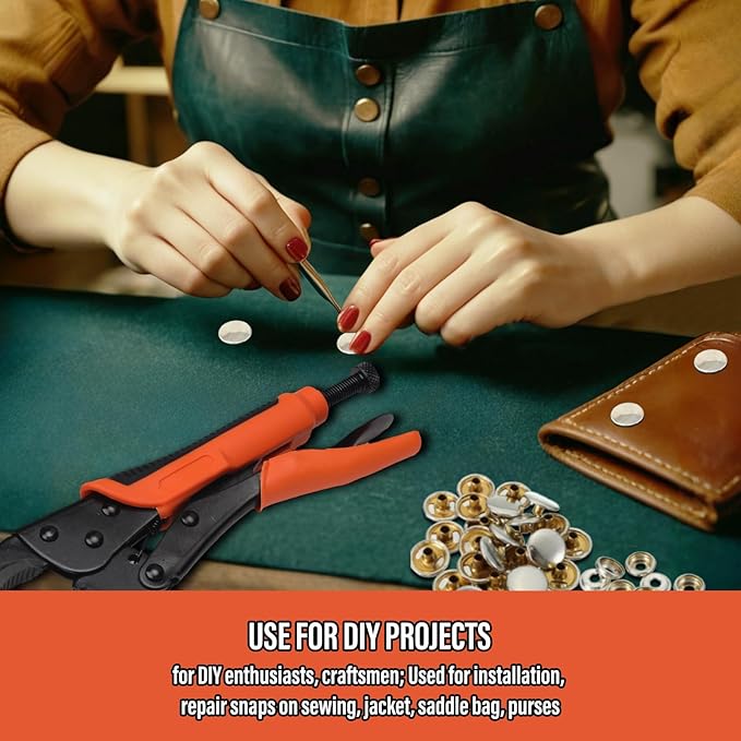 Coowolf Heavy Duty Snap Button Kit, Metal Snap Fasteners Kit Tool with 60 Set Installation or Repair Stainless Snaps for Fabric, Boat Cover, Canvas, Tarp, Clothes