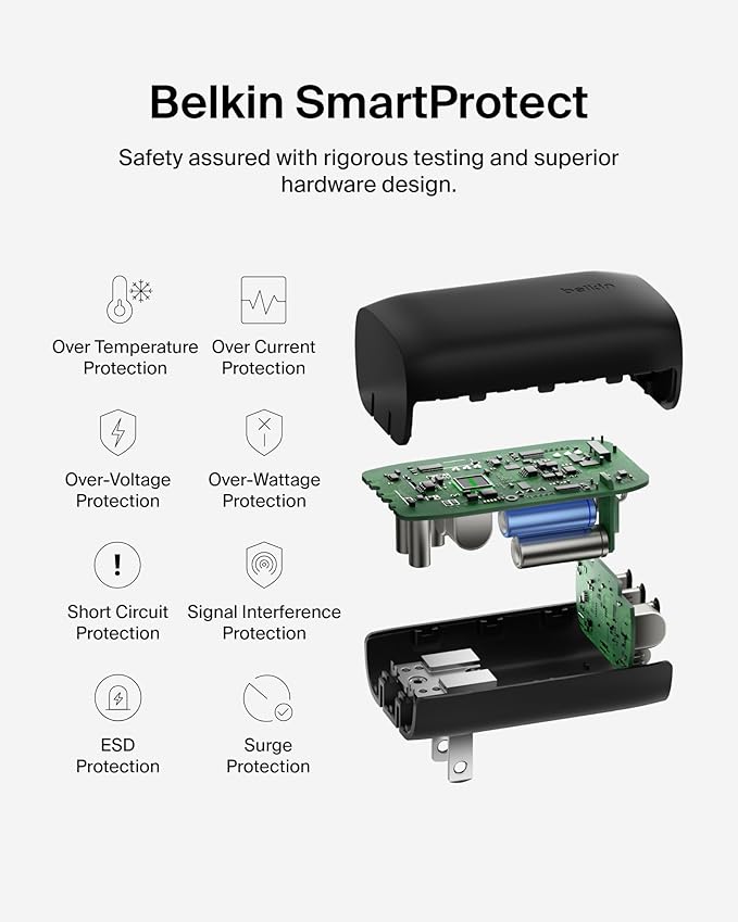 Belkin 3-Port USB C Charger Block w/PPS 67W, USB-C PD 3.1 Super Fast Charging - Samsung Galaxy S25, Apple iPhone 16, MacBook Pro, AirPods, Nintendo Switch 2, & Other PD Enabled Devices - Black