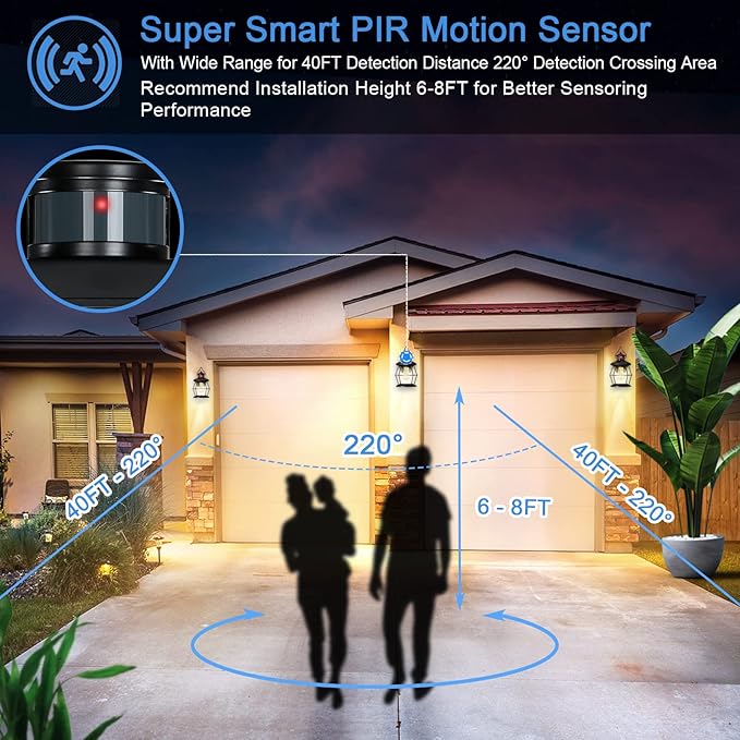 Motion Sensor Outdoor Wall Lights, Advanced Dusk to Dawn Exterior Fixtures Wall Sconce, Porch Light Wall Mount for Outside Patio,Entryway,Garage(Oil Rubbed Bronze)