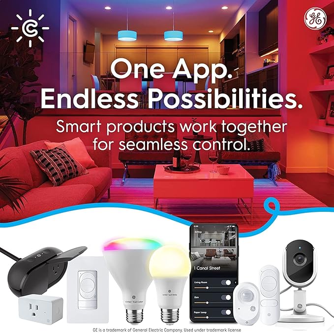 Cync GE Reveal HD+ Wafer Smart LED Downlight Fixture, Full Color Changing Lights, WiFi and Bluetooth LED Lights, 13 Watts, Works with Amazon Alexa and Google Home, 4 Inches (3 Pack)