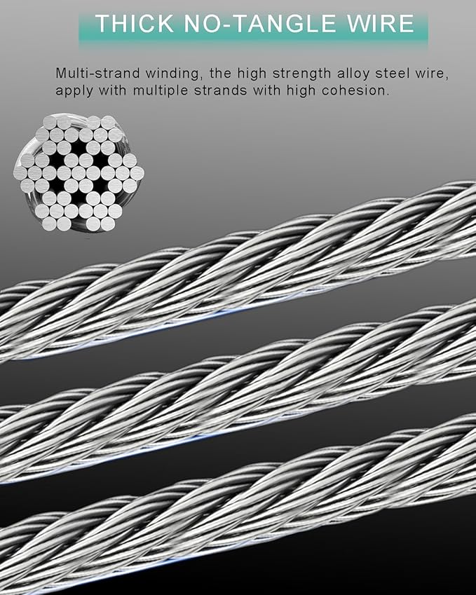 132FT Self Retracting Lifeline RTOVZON Fall Arrest Fall Protection Steel Wire Rope Heavy Duty Retractable Lanyard, Roofing Lifeline, SRL, Safety Lanyard