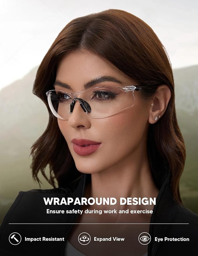 Safety Glasses 28 Pack Clear: ANSI Z87.1 Certified Anti-Scratch Polycarbonate Lens UV Protection for Construction & Cycling, Woodworking & Lab Lightweight Sofety Nose Pad Unisex